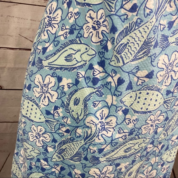 Lilly Pulitzer blue sea-world and flowers halter top summer dress Sz 6. - Picture 3 of 6